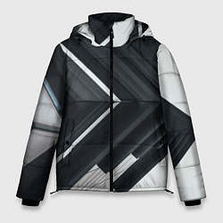 Куртка зимняя мужская Абстрактные геометрические линии - Белый, цвет: 3D-светло-серый