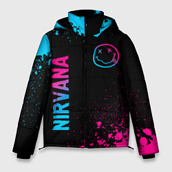 Мужская зимняя куртка Nirvana - neon gradient: символ и надпись вертикал