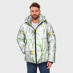 Куртка зимняя мужская Скетч Ромашки, цвет: 3D-светло-серый — фото 2