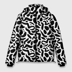 Куртка зимняя мужская Паттерн из каракулей, цвет: 3D-черный