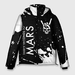 Мужская зимняя куртка Thirty Seconds to Mars и рок символ на темном фоне