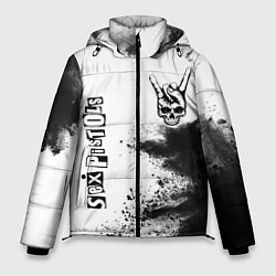 Мужская зимняя куртка Sex Pistols и рок символ на светлом фоне