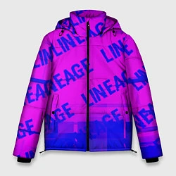 Куртка зимняя мужская Lineage glitch text effect: паттерн, цвет: 3D-черный