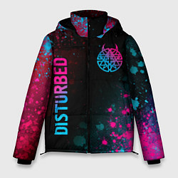 Куртка зимняя мужская Disturbed - neon gradient: символ и надпись вертик, цвет: 3D-черный