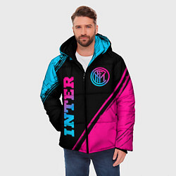 Куртка зимняя мужская Inter - neon gradient: символ и надпись вертикальн, цвет: 3D-черный — фото 2