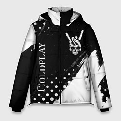 Мужская зимняя куртка Coldplay и рок символ на темном фоне