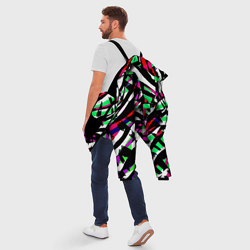 Мужская зимняя куртка Разноцветная Зебра / 3D-Черный – фото 5