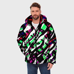 Куртка зимняя мужская Разноцветная Зебра, цвет: 3D-черный — фото 2
