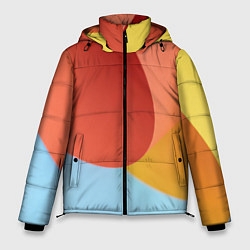 Куртка зимняя мужская Абстрактные разноцветные листы, цвет: 3D-красный