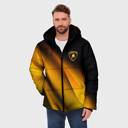 Куртка зимняя мужская Ламборгини - желтая абстракция, цвет: 3D-красный — фото 2