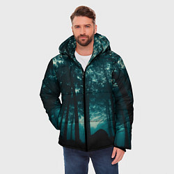 Куртка зимняя мужская Тёмный лес на закате, цвет: 3D-светло-серый — фото 2