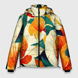 Куртка зимняя мужская Винтажный цветочный рисунок, цвет: 3D-красный