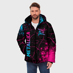 Куртка зимняя мужская Metallica - neon gradient: символ и надпись вертик, цвет: 3D-черный — фото 2