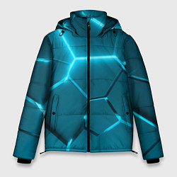 Куртка зимняя мужская Ледяные неоновые геометрические плиты, цвет: 3D-черный