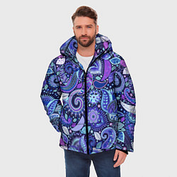 Куртка зимняя мужская Color patterns of flowers, цвет: 3D-светло-серый — фото 2