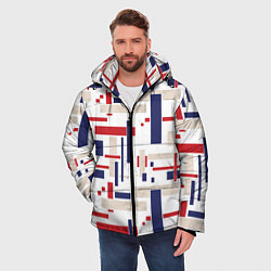 Куртка зимняя мужская Геометрический узор Орион красно-синий на белом, цвет: 3D-черный — фото 2