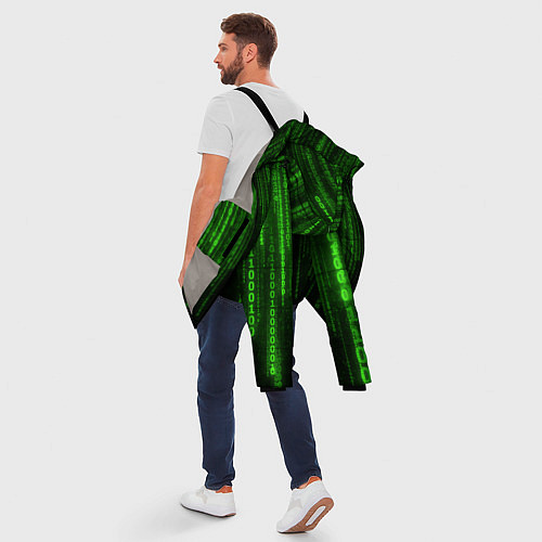 Мужская зимняя куртка Двоичный код зеленый / 3D-Светло-серый – фото 5
