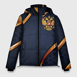 Куртка зимняя мужская Blue & gold герб России, цвет: 3D-черный