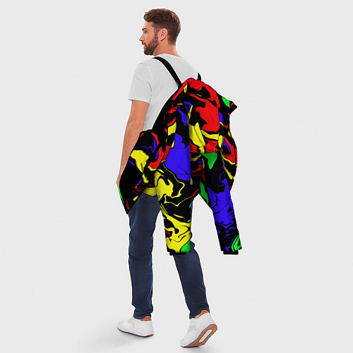Мужская зимняя куртка Яркие абстрактные краски / 3D-Черный – фото 5