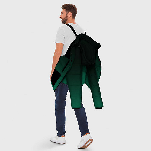 Мужская зимняя куртка Черный и бирюзово - зеленый, текстурированный под / 3D-Черный – фото 5