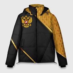 Мужская зимняя куртка Герб России на черном фоне с золотыми вставками