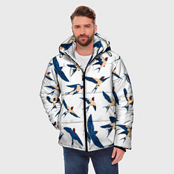 Куртка зимняя мужская Ласточки парят в небе, цвет: 3D-черный — фото 2