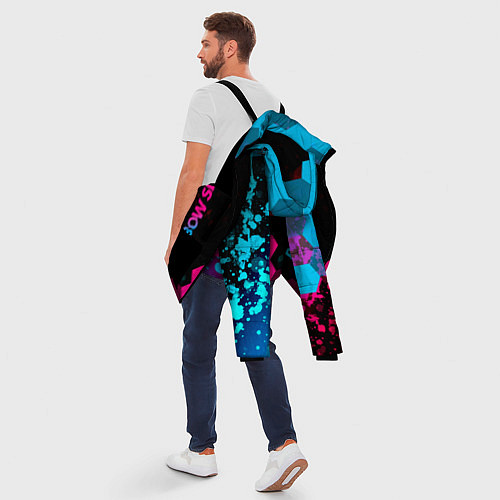 Мужская зимняя куртка Rainbow Six - neon gradient: надпись, символ / 3D-Черный – фото 5