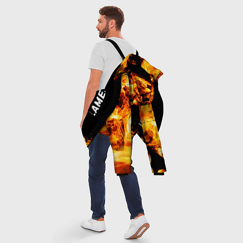 Мужская зимняя куртка In Flames и пылающий огонь / 3D-Черный – фото 5