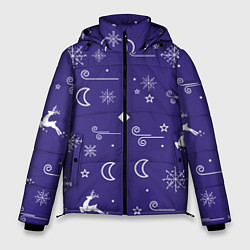 Куртка зимняя мужская Новый год олени, снежинки, ветер, цвет: 3D-светло-серый