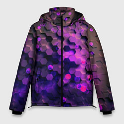 Куртка зимняя мужская Плиты фиолетовый неон, цвет: 3D-светло-серый