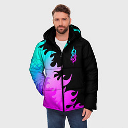 Куртка зимняя мужская Slipknot неоновый огонь, цвет: 3D-черный — фото 2