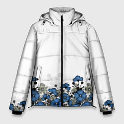 Куртка зимняя мужская Синий цветочный узор -кайма, цвет: 3D-светло-серый