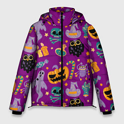 Мужская зимняя куртка Happy Halloween - holiday pattern