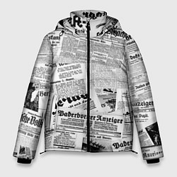 Куртка зимняя мужская Газетный коллаж, цвет: 3D-красный