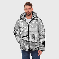 Куртка зимняя мужская Газетный коллаж, цвет: 3D-красный — фото 2