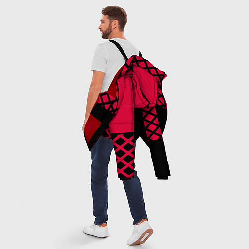 Мужская зимняя куртка Черно-красный геометрический узор / 3D-Красный – фото 5