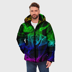 Куртка зимняя мужская Разноцветный неоновый дым, цвет: 3D-черный — фото 2