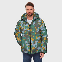 Куртка зимняя мужская Цифровой камуфляж - зелено-голубой, цвет: 3D-светло-серый — фото 2
