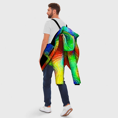 Мужская зимняя куртка Разноцветная абстрактная композиция / 3D-Черный – фото 5