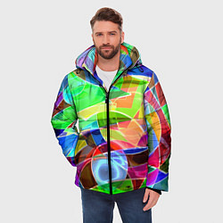 Куртка зимняя мужская Цветная геометрическая композиция - лето, цвет: 3D-светло-серый — фото 2