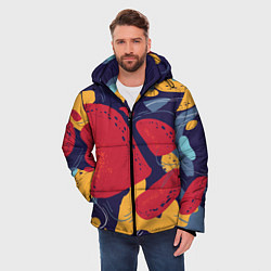 Куртка зимняя мужская Красное абстрактное пятно, цвет: 3D-светло-серый — фото 2