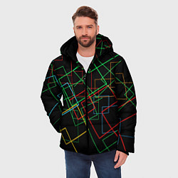 Куртка зимняя мужская Разноцветные квадраты, цвет: 3D-красный — фото 2
