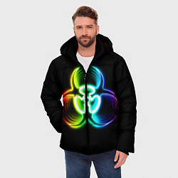 Куртка зимняя мужская Biohazard - неоновый знак, цвет: 3D-черный — фото 2