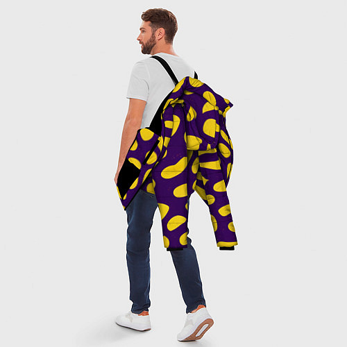 Мужская зимняя куртка Желтые пятна на фиолетовом фоне / 3D-Черный – фото 5