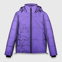 Куртка зимняя мужская Красивый фиолетовый градиент с цветами, цвет: 3D-светло-серый