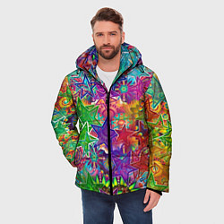 Куртка зимняя мужская Узоры из разноцветных звёзд, цвет: 3D-светло-серый — фото 2