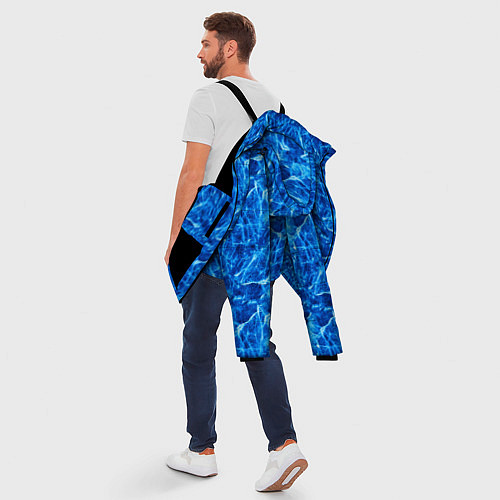 Мужская зимняя куртка Синий лёд - текстура / 3D-Черный – фото 5