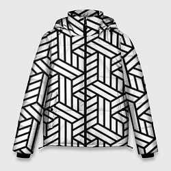 Куртка зимняя мужская Чёрно-белый завивающийся паттерн, цвет: 3D-светло-серый