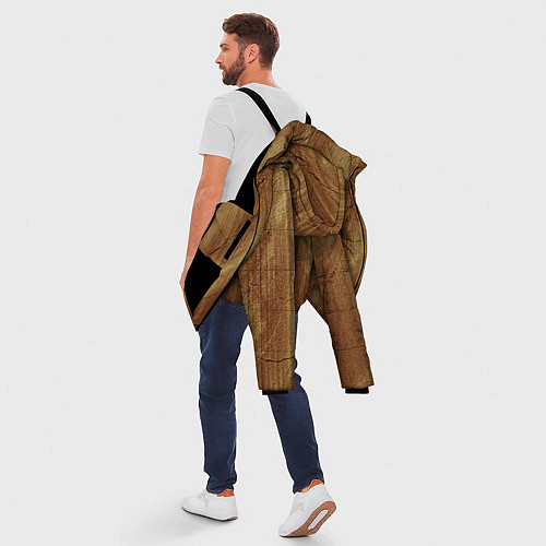 Мужская зимняя куртка Деревянная текстура / 3D-Черный – фото 5