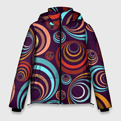 Куртка зимняя мужская Множество разноцветных окружностей, цвет: 3D-светло-серый
